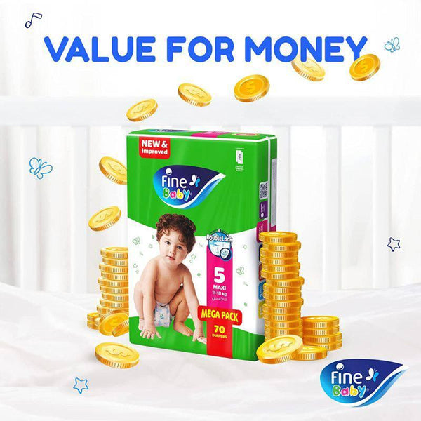 Fine Baby Diapers - Size 5 | Maxi | 11-18kg | 40pcs - Laadlee