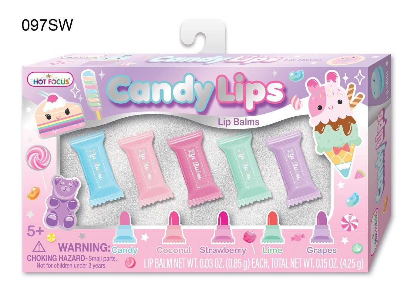 Hot Focus Sweet Kisses Candy Lips Lip Balm Set