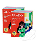 Glado 100% Organic Cotton Sanitary Napkins for School Girls & Teens 24.5cm – Pack of 20