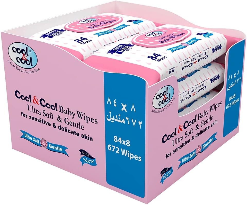 Cool & Cool Baby Wipes  Extra large Pack of 8 - 672pcs