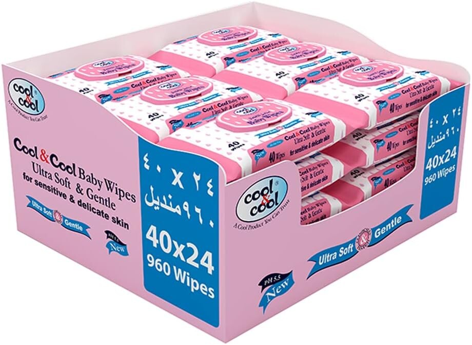 Cool & Cool Baby Wipes Pack of 24 - 960pcs