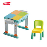 Feelo Table 3-In-1 Multifunctional Building Block Table & Chair Set - 55pcs