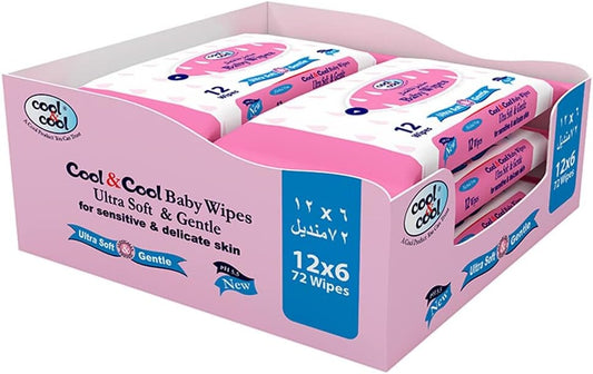 Cool & Cool Baby Wipes Pack of 6 - 72pcs