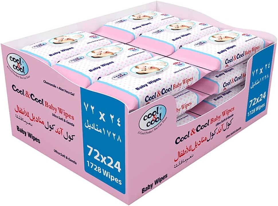 Cool & Cool Baby Wipes Pack of 24 - 1728pcs