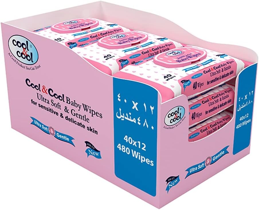 Cool & Cool Baby Wipes Pack of 12 - 480pcs