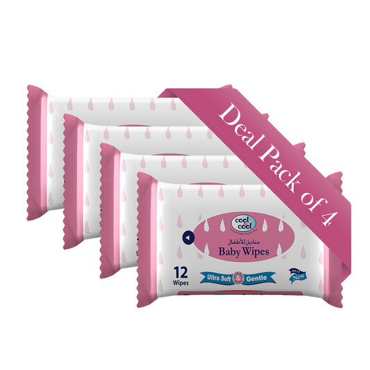 Cool & Cool Baby Wipes Pack of 4 - 48 Wipes