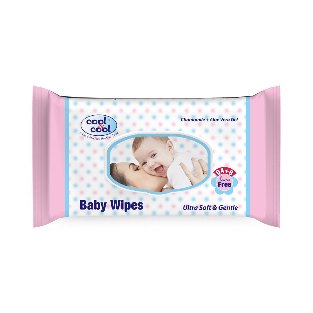 Cool & Cool Baby Wipes - 72pcs (64pcs + 8 Free)