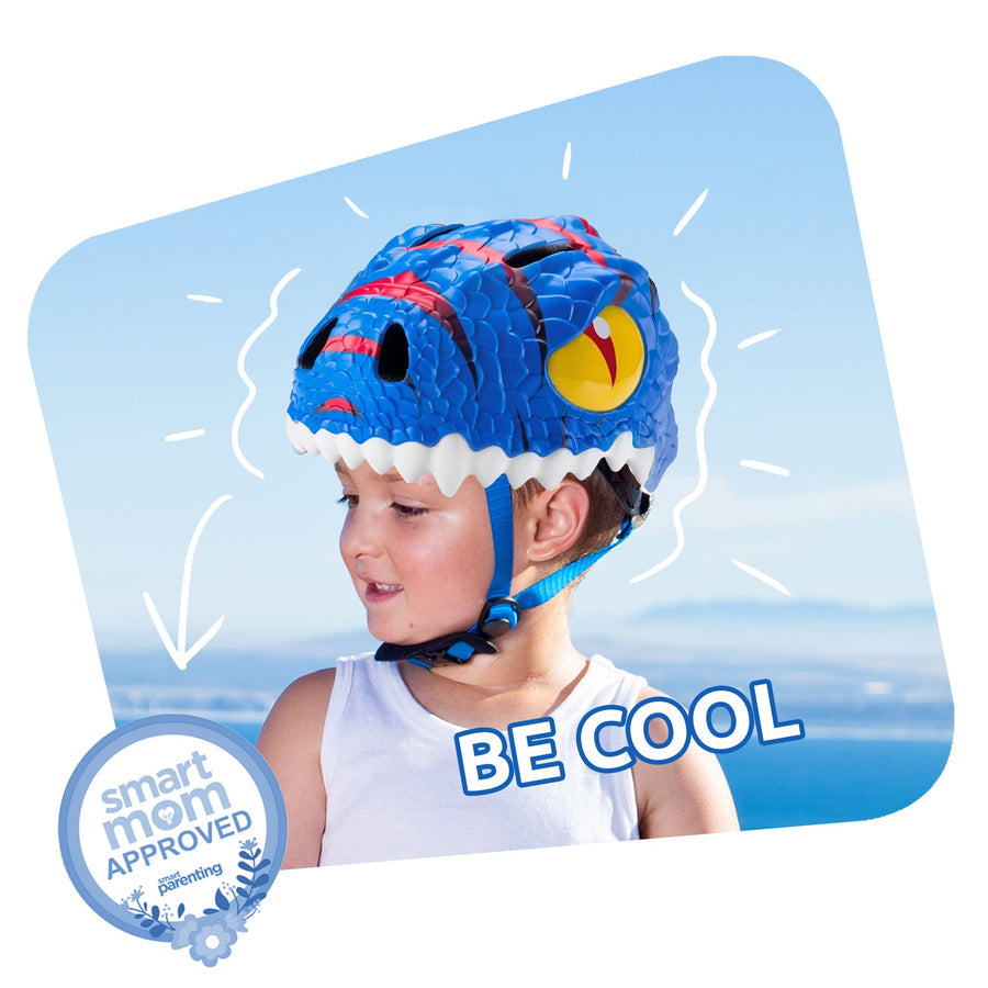 Crazy Safety Bicycle Helmet Dino - Blue - Laadlee