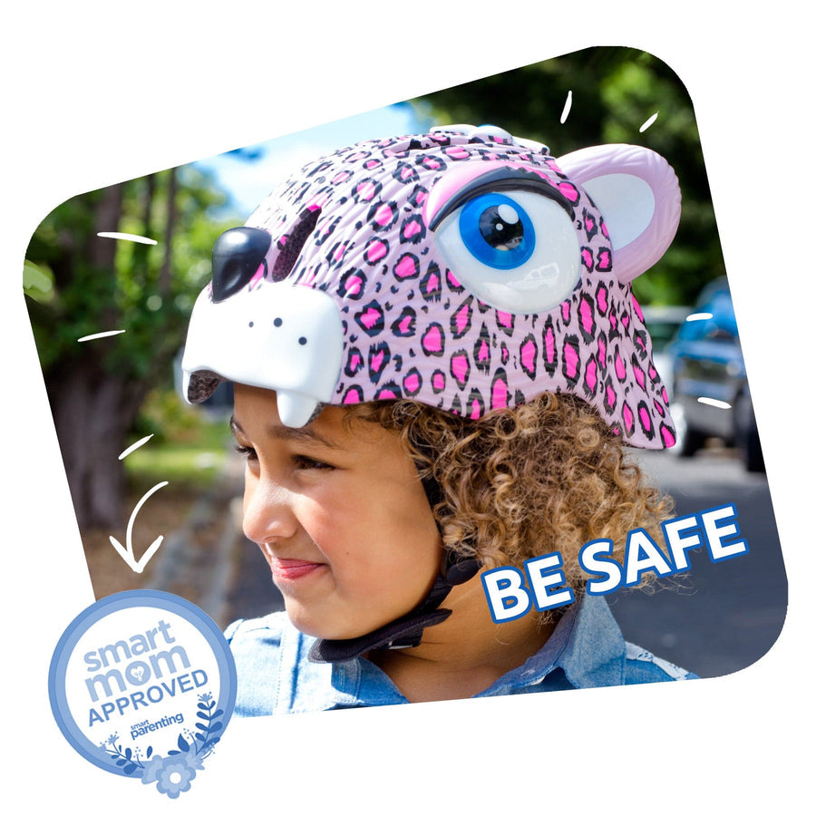 Crazy Safety Bicycle Helmet Leopard - Pink - Laadlee