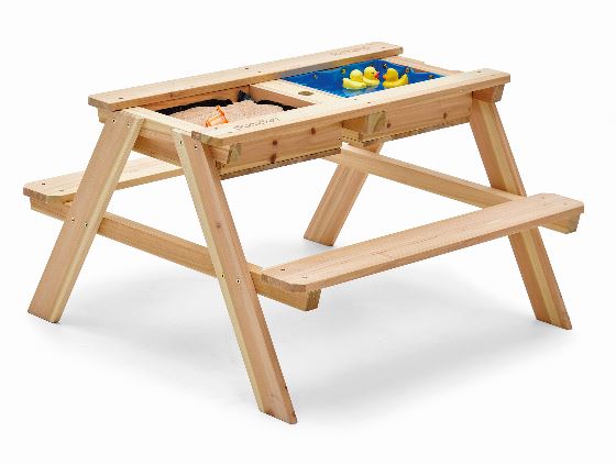 Plum Surfside Wooden Sand & Water Picnic Table-Natural