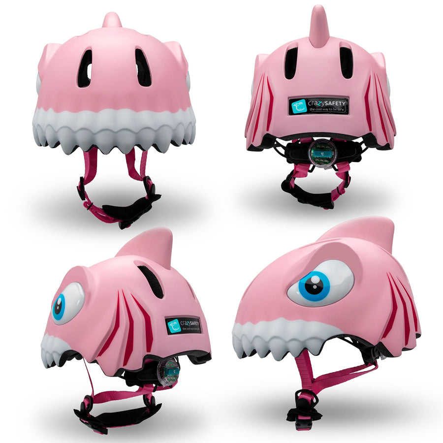 Crazy Safety Bicycle Helmet Shark - Pink - Laadlee