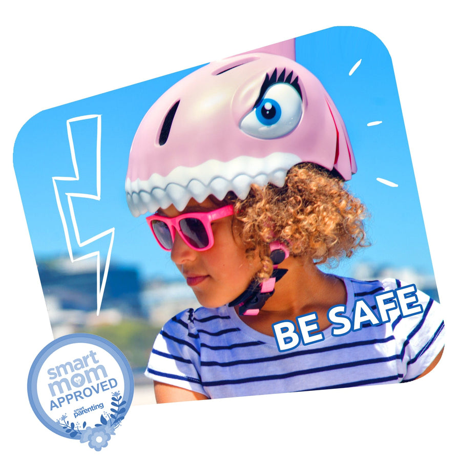 Crazy Safety Bicycle Helmet Shark - Pink - Laadlee