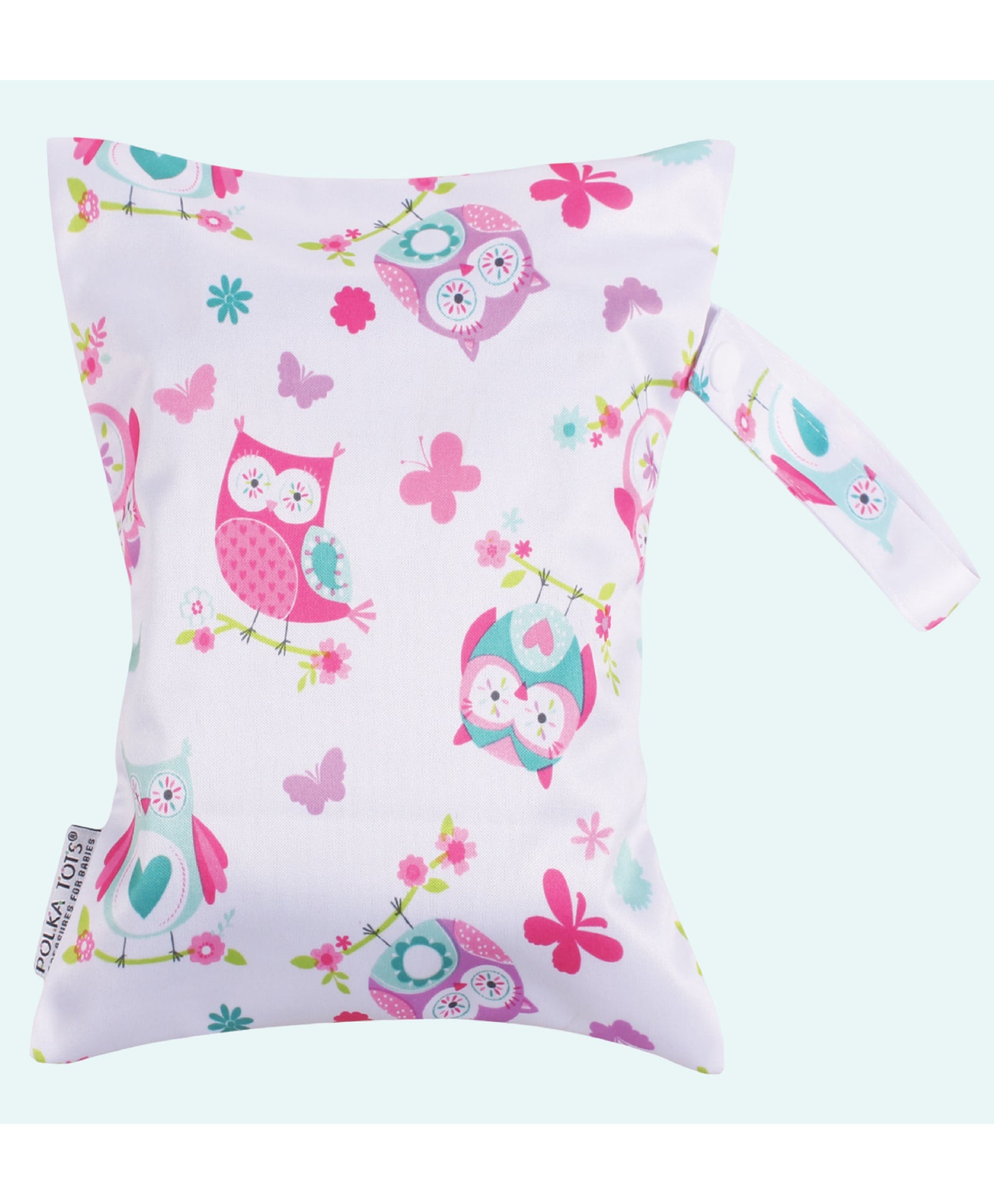 Polka Tots Waterproof Wet Bag Pouch with Zipper - Owl - Laadlee