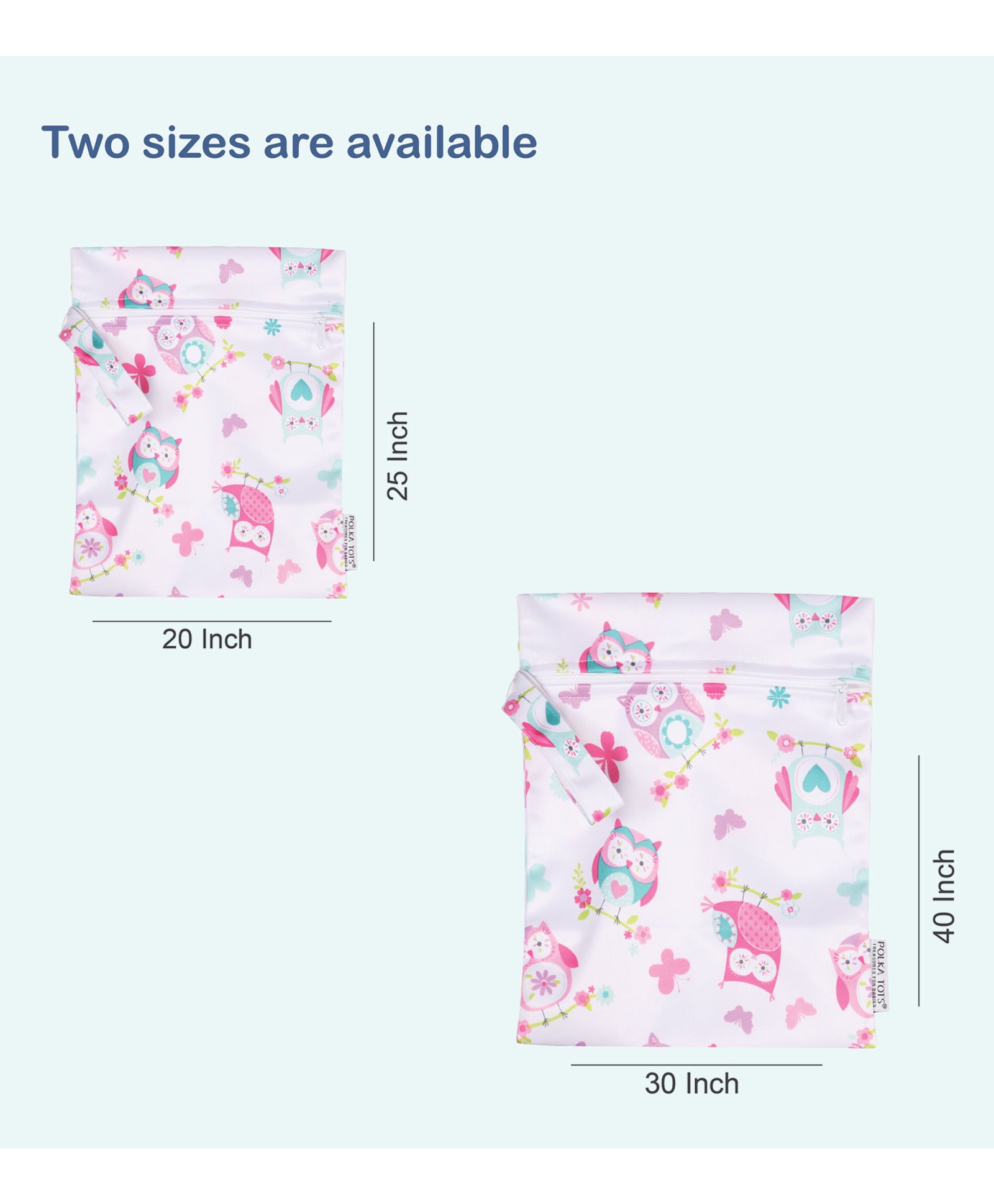 Polka Tots Waterproof Wet Bag Pouch with Zipper - Owl - Laadlee