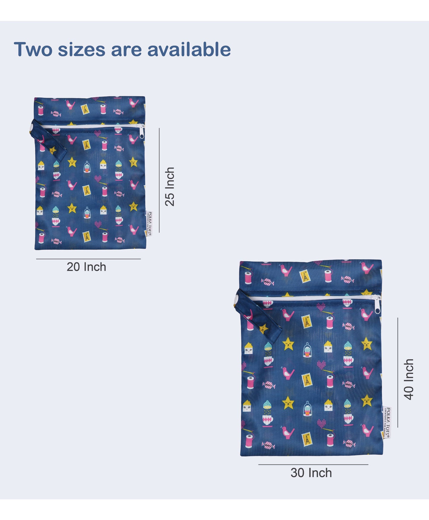 Polka Tots Waterproof Wet Bag Pouch with Zipper - Mix