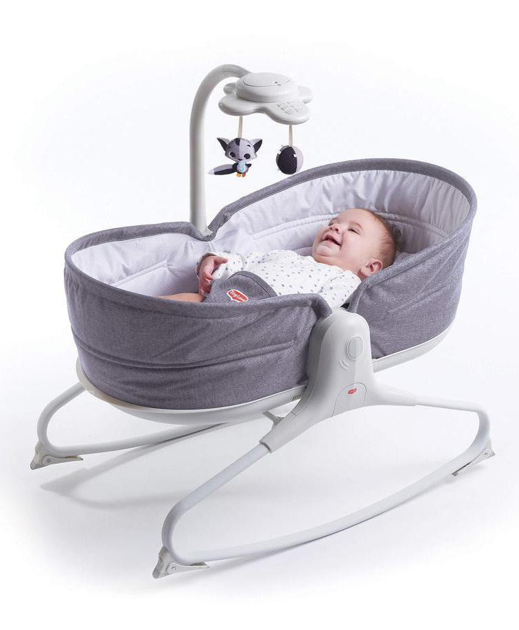 Tiny Love 3-in-1 Cozy Rocker Napper Crib Cradle With Canopy- Grey - Laadlee