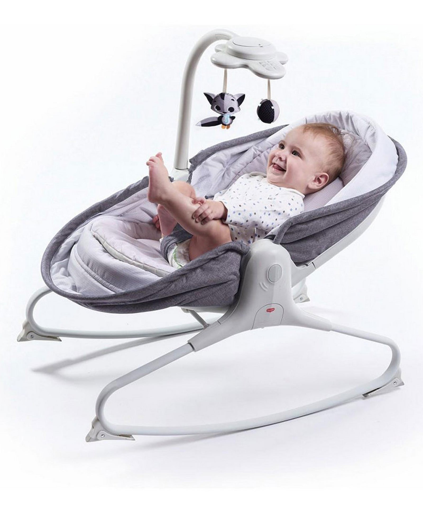 Tiny Love 3-in-1 Cozy Rocker Napper Crib Cradle With Canopy- Grey - Laadlee