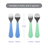Ubbi Stainless Steel Utensils Fork & Spoon Set - Polaris + Sugar Snap (Pack of 2 set)