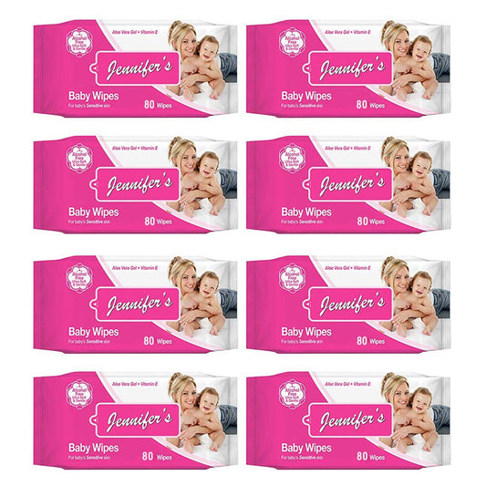 Jennifer's Baby Wipes Pack of 5 + 3 Free - 640pcs