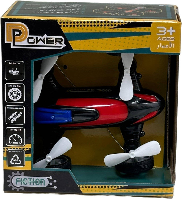 D-Power Friction-Powered Fly Car With Rotating Propellers - White