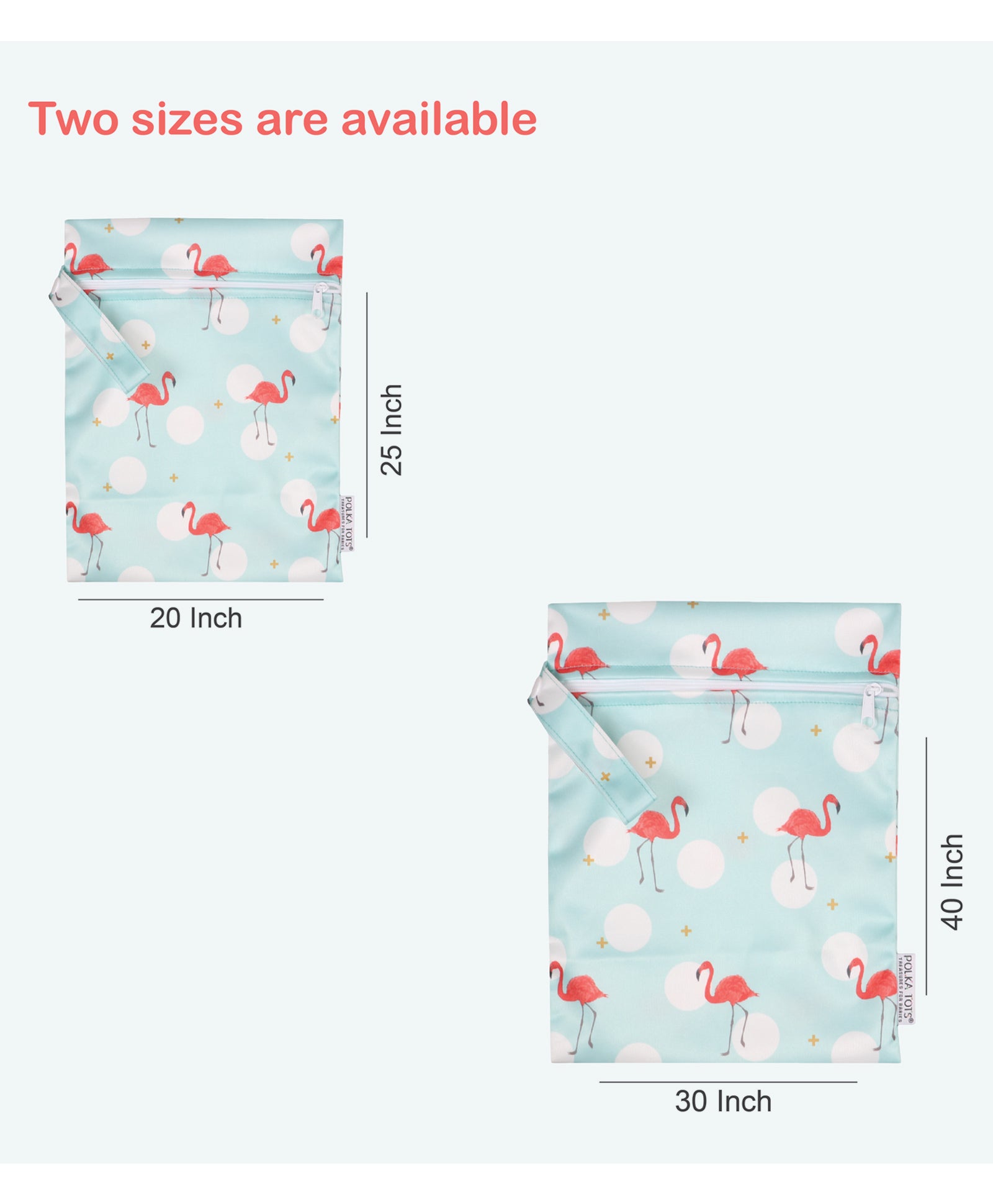 Polka Tots Waterproof Wet Bag Pouch with Zipper - Flamingo - Laadlee