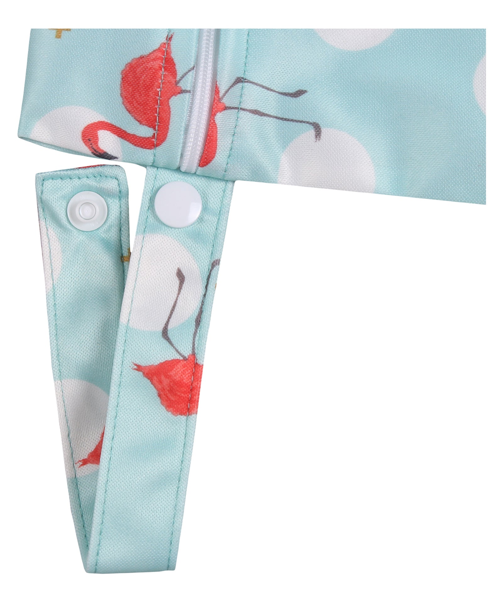 Polka Tots Waterproof Wet Bag Pouch with Zipper - Flamingo - Laadlee