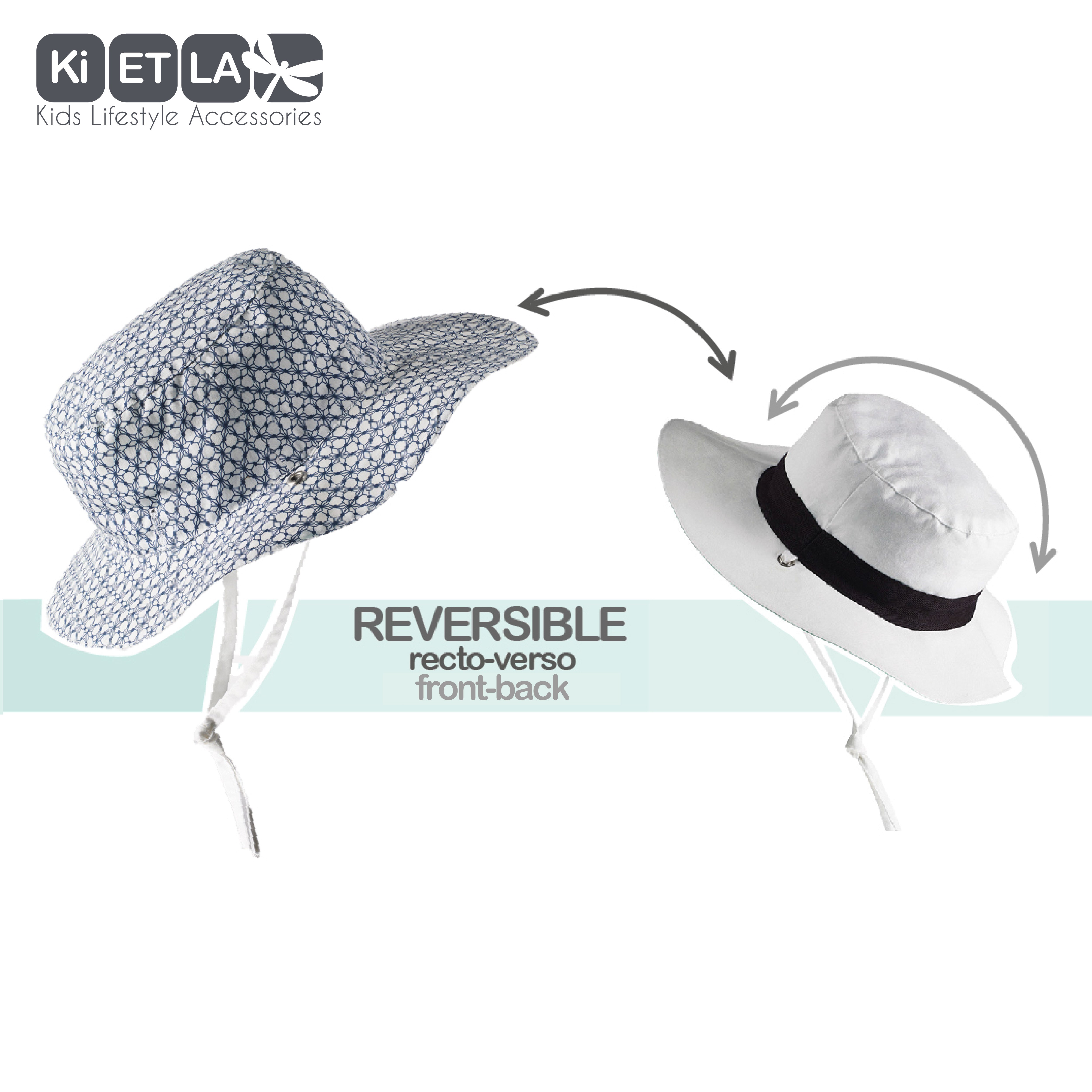 Ki ET LA Sun Hat Kapel Anti-UV, Reversible - Panama Navy - Laadlee