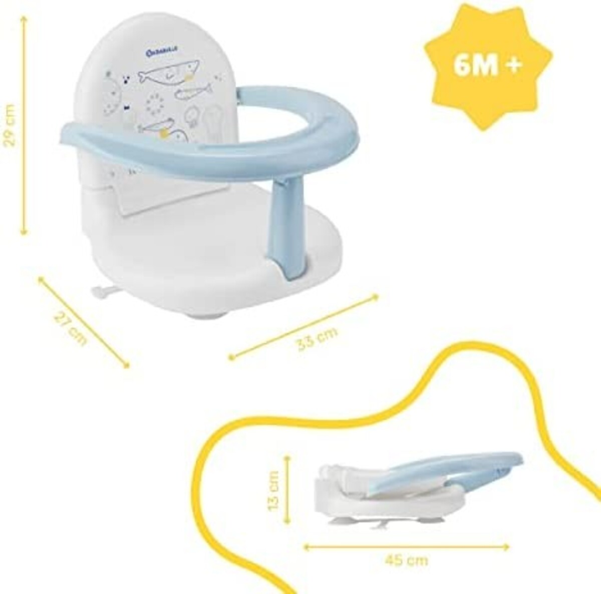 Badabulle Foldable Bath Seat, Ring Style Backrest and Non-Slip Base - Blue - Laadlee