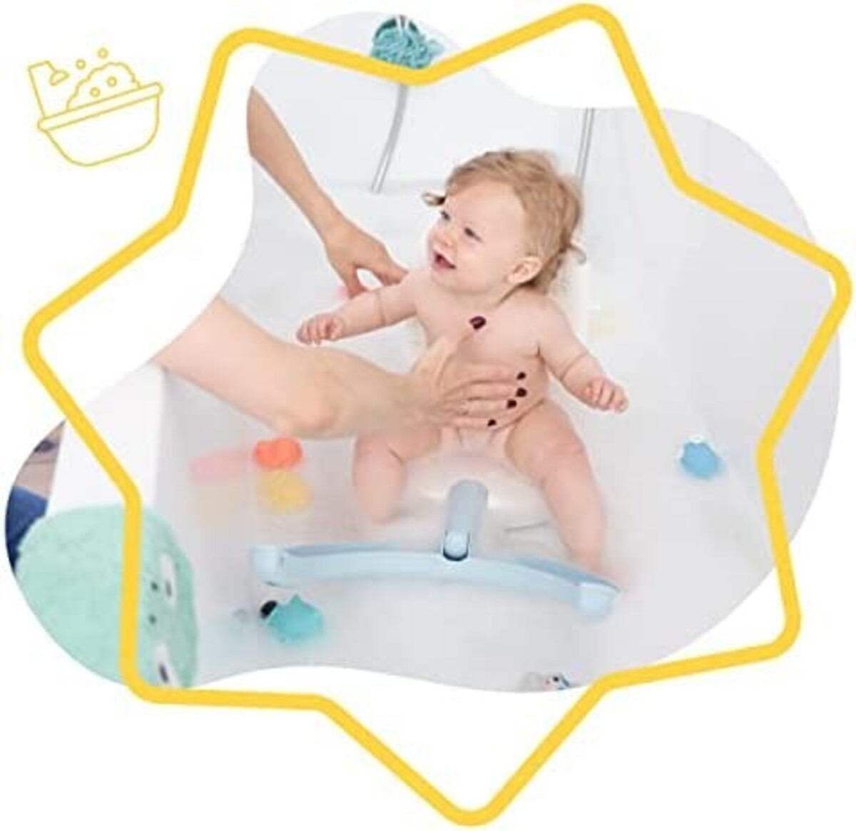 Badabulle Foldable Bath Seat, Ring Style Backrest and Non-Slip Base - Blue - Laadlee