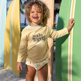 Lassig SPF Long Sleeve Baby Rashguard - Make Waves Vanilla