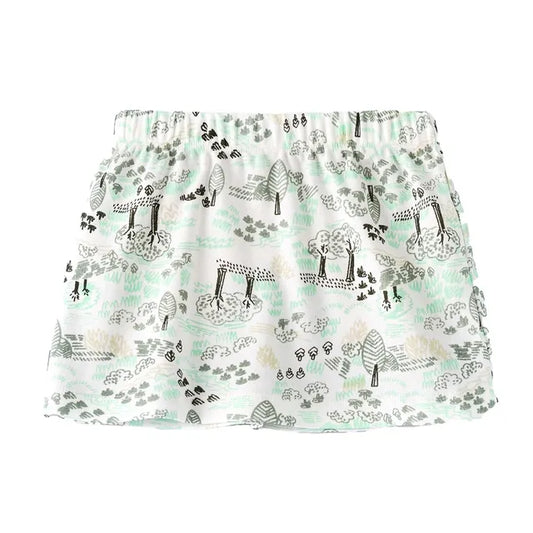 Jelliene Kids Printed Skirt with Elastic Waistband - Green