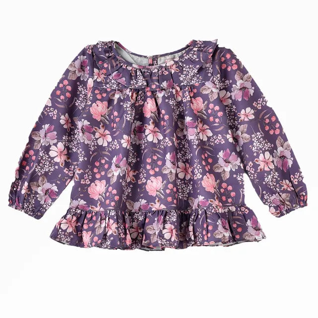 Jelliene Breathable Elegance: Girls' Viscose Woven Blouse - Purple