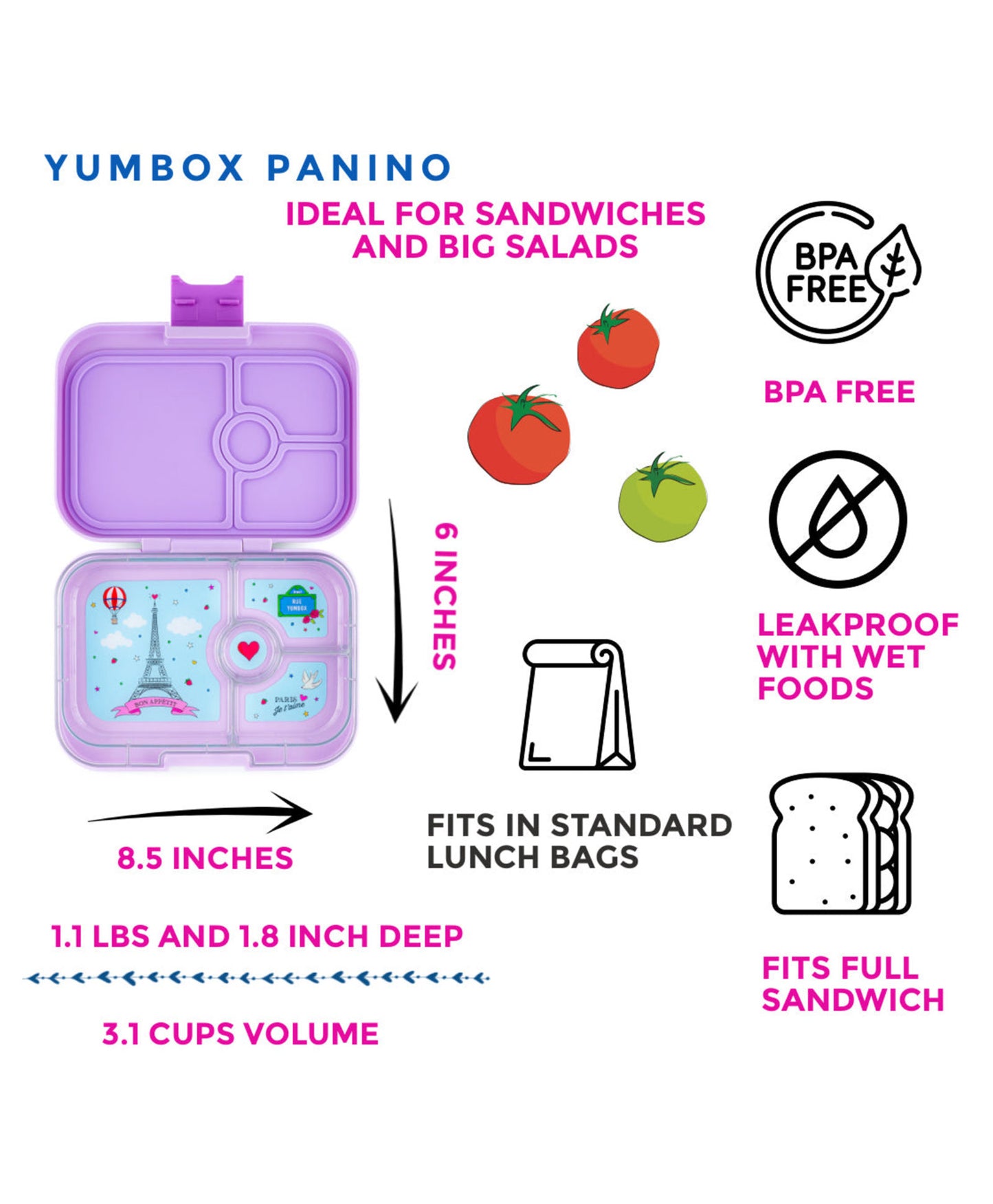 Yumbox 4 Compartment Lunch Box - Lila Purple