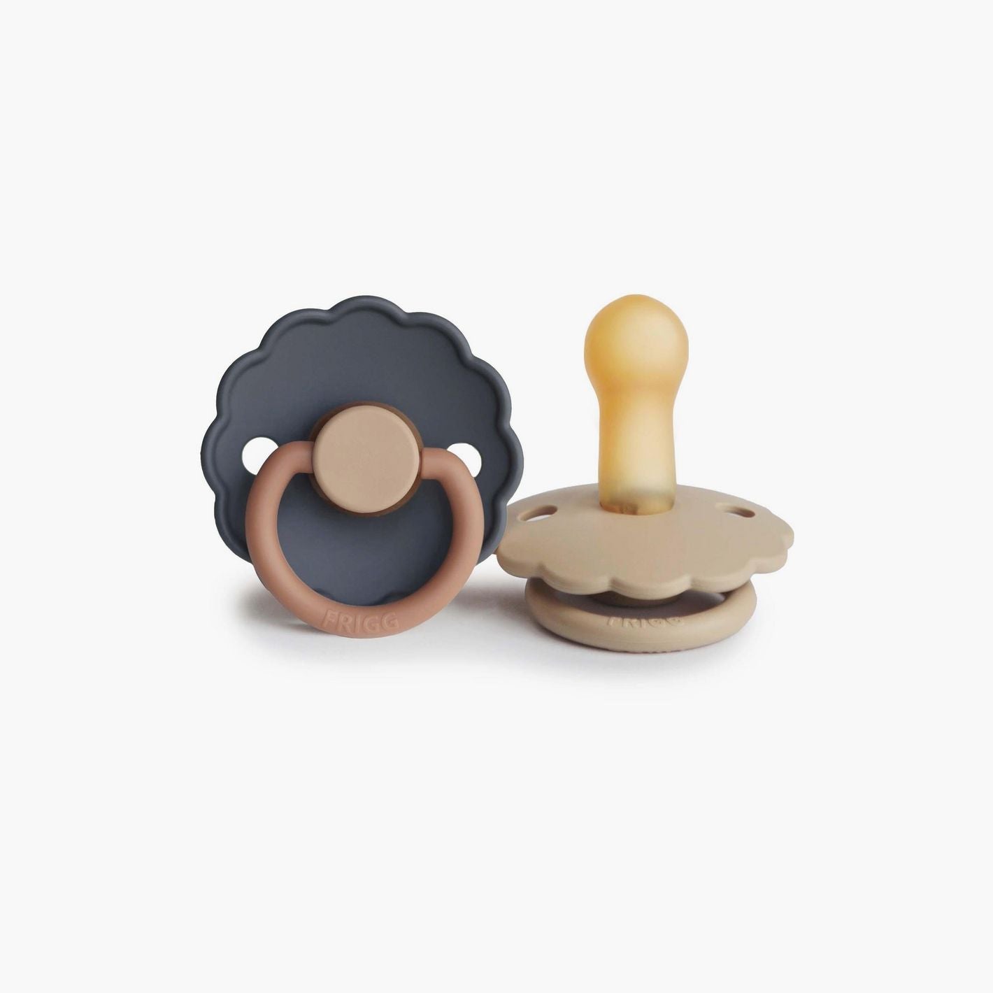 Frigg Daisy Latex Baby Pacifier 0-6M, 2Pack, Aurora/Croissant - Size 1 - Laadlee