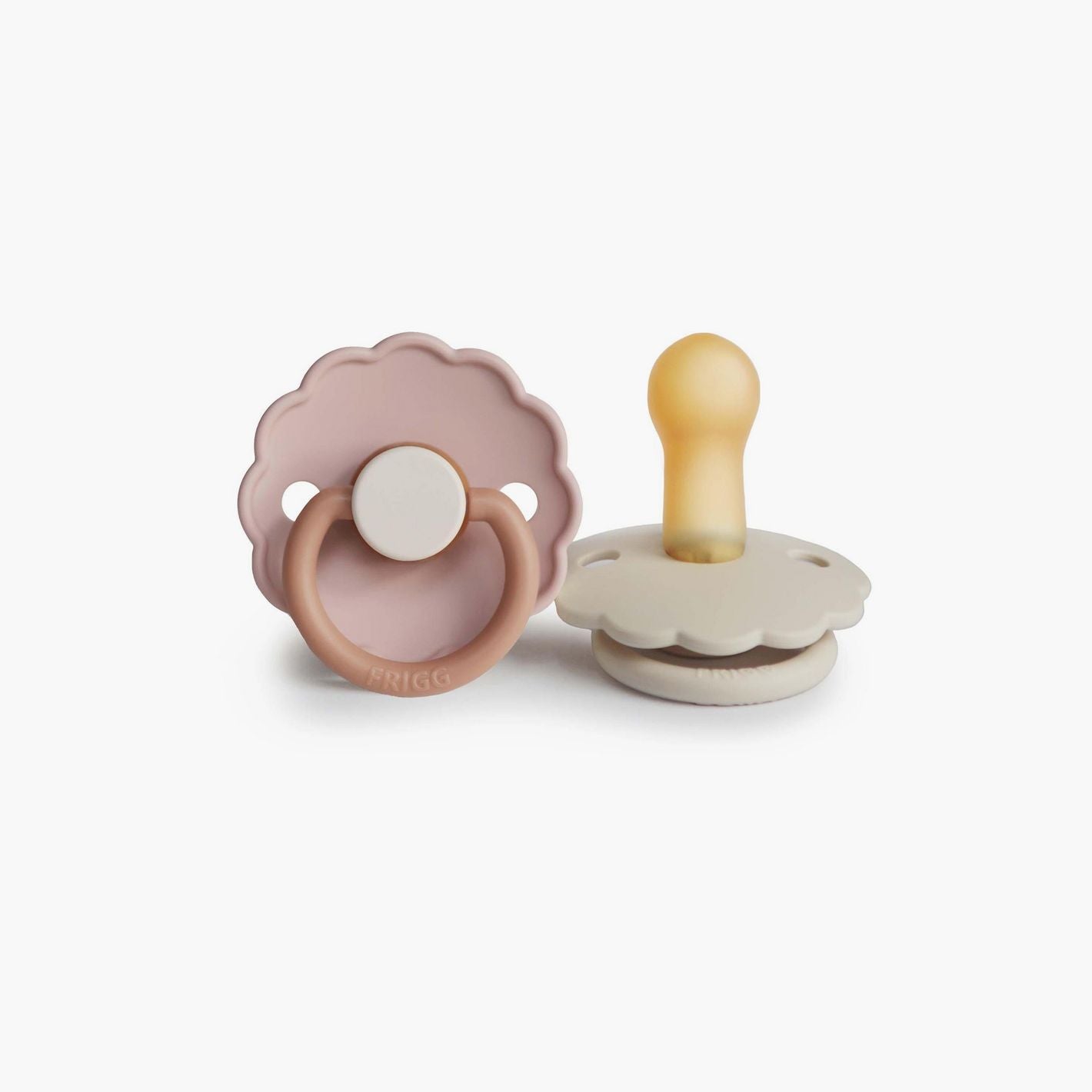 Frigg Daisy Silicone Baby Pacifier 0-6M, 2Pack, Biscuit/Cream - Size 1 - Laadlee