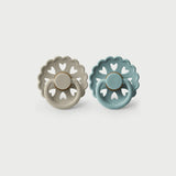 Frigg Fairytale Latex Baby Pacifier 0-6M, 2Pack, Stone Blue/Willow Grey - Size 1 - Laadlee