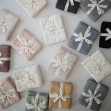 Mushie Knitted Baby Blanket Textured Dots Dark Navy - Laadlee