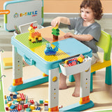 Feelo Table 3-In-1 Multifunctional Building Block Table & Chair Set - 55pcs