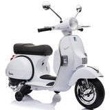 Vespa Kids Power Riding Motorbike with Side Support Wheels 12V - White