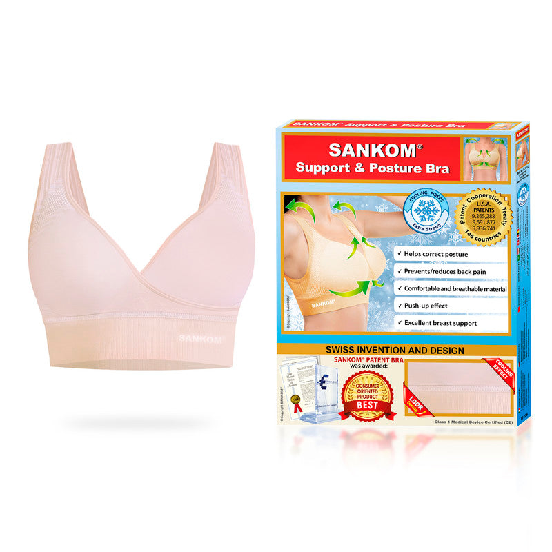 Sankom - Patent Cooling Effect Bra For Back Support -Beige - Laadlee