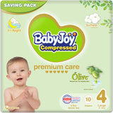 BabyJoy Olive Diapers Size 4 - Large - 10-18Kg, Saving Pack - 10Pcs