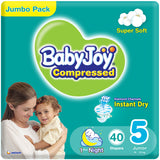 BabyJoy Compressed Diamond Pad Diaper, Jumbo Pack L+ Size 4+, 12 - 21 Kg - 44Pcs