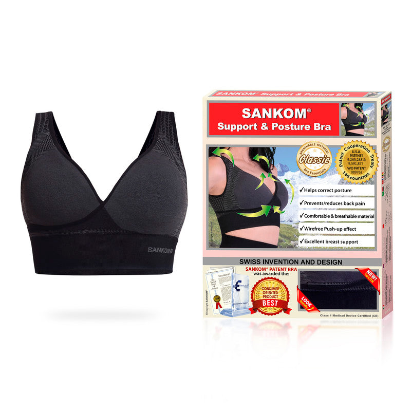 Sankom - Patent Classic Bra For Back Support - Black - Laadlee