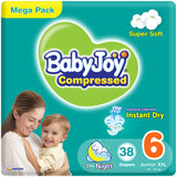 BabyJoy Compressed Diamond Pad Diaper, Mega Pack Junior Xxl Size 6, 16Kg+ - 38Pcs