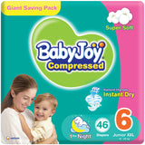 BabyJoy Compressed Diamond Pad Diaper, Giant Pack Junior Xxl Size 6, 16Kg+ - 46Pcs