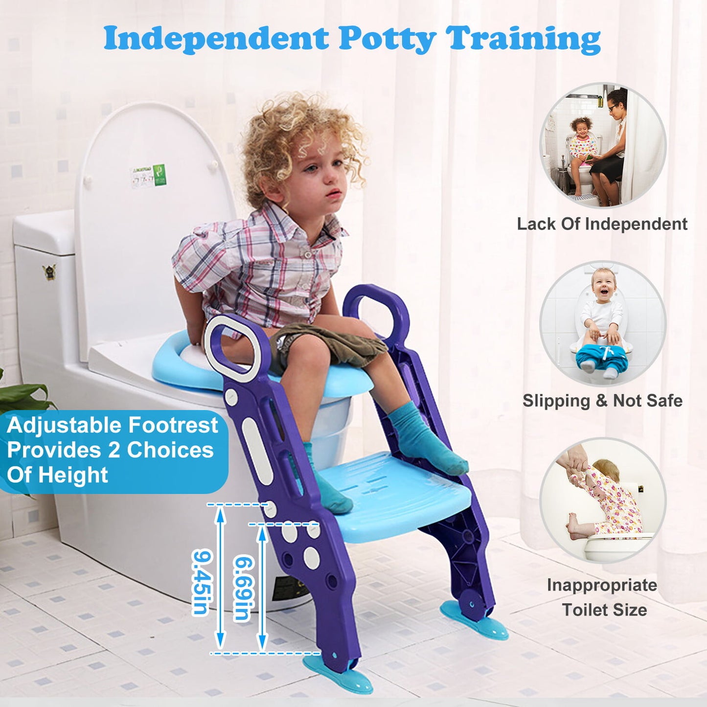 Pikkaboo EasyGo+ Potty Training Seat with Step Ladder - Blue & Purple