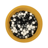 Larisa & Pumpkin Mustard Ball Pit (85cm) With  200 balls - Silver/Black/White Balls