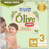 BabyJoy Olive Culotte Diaper Pants Size 3 - Medium - 6-12Kg, Mega Pack - 54Pcs