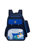 Eazy Kids Dino School Bag with Universal Trolley and Pencil Case - Dark Blue