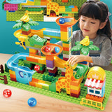 Feelo 2-In-1 Safari Theme Building Bricks, Slide Block Wall Set - 212pcs